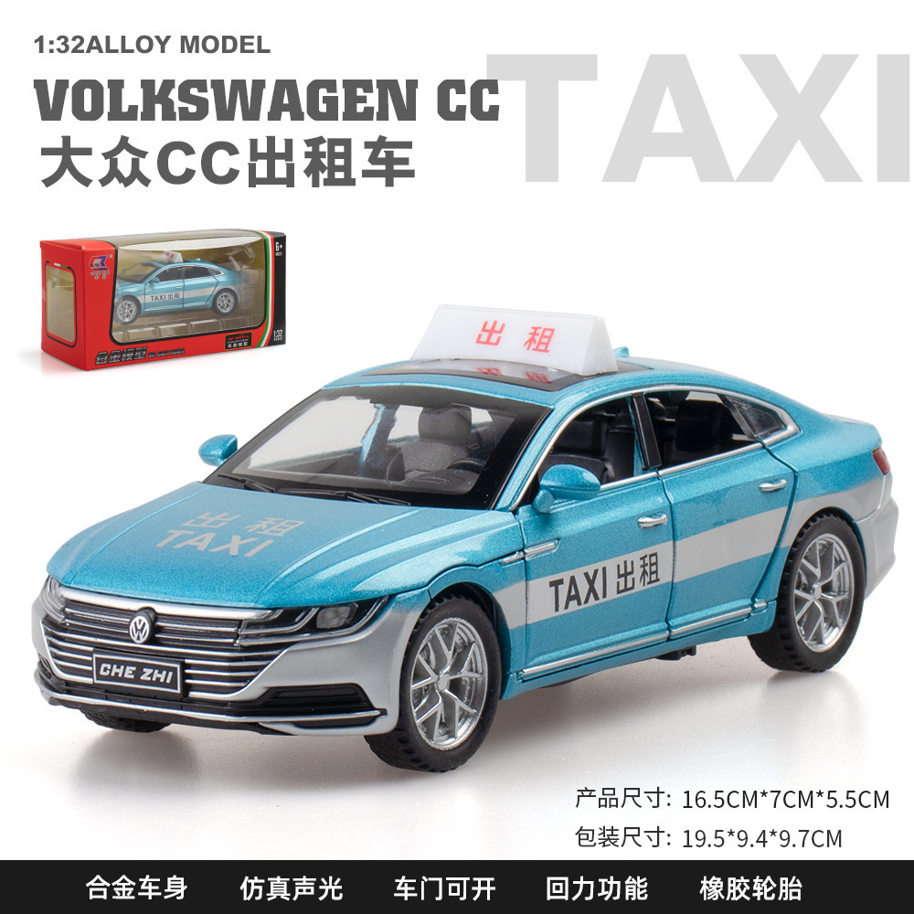 Coche de aleación modelo de coche 1:32 Volkswagen CC taxi Tire hacia atrás con sonido niño juguete coche modelo decoración colección