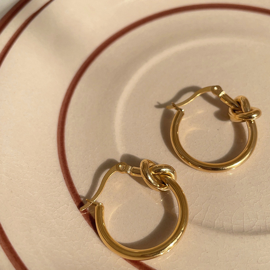 Shopping Occasion Stainless Steel Material 1 Pair Casual Round Plating Stainless Steel Earrings