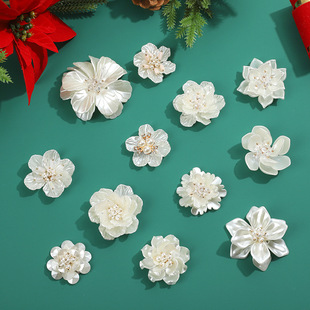 Cross-border Christmas artificial flower vintage clothing jewelry pendant multi-style hairpin ancient costume clothing accessories white shell flower