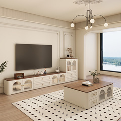 木造のフランス式レトロなテレビの棚のお茶のいくつかの組み合わせの小さいタイプのリビングルームの収納ロッカーのテレビの床のサイドキャビネット