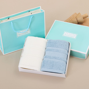 Pure Cotton Towel Gift Box Set Gift Towel Two Sets Large Towel Gift Box Wedding Souvenir Cotton Face Towel