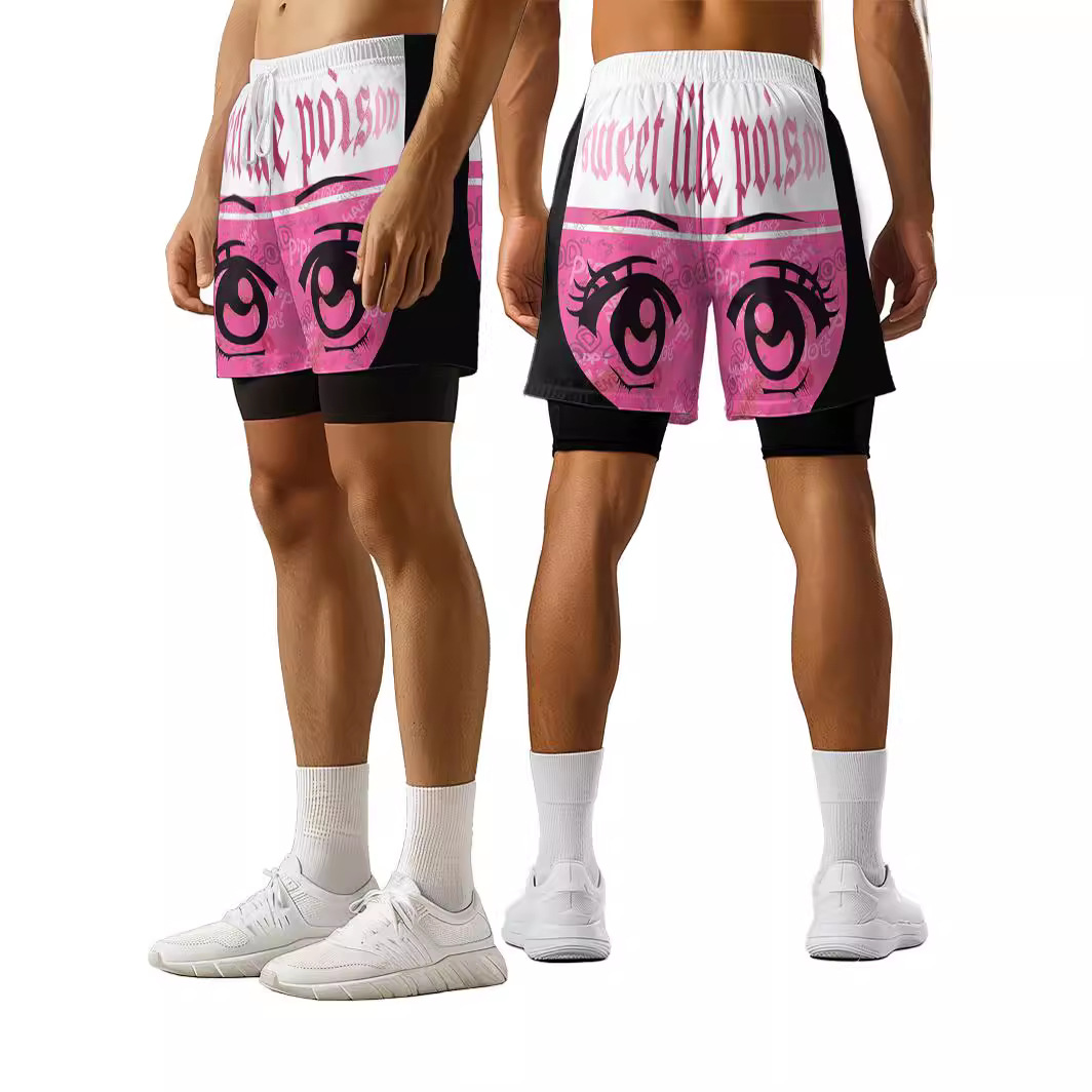 跑步美式带内衬篮球短裤子男假两件宽松休闲训练运动裤子健身装备