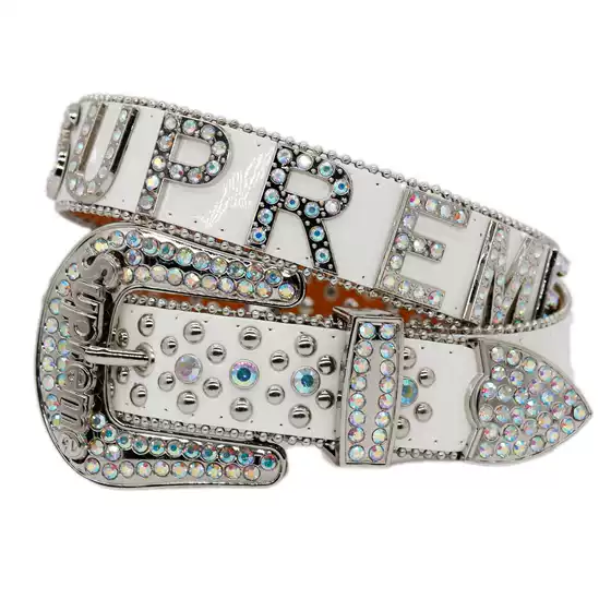 Guangzhou Belt Men's Rhinestone Belt Men's Belt Women's Flash Diamond Fashion Punk Personality Trendy Pants Letter Belt