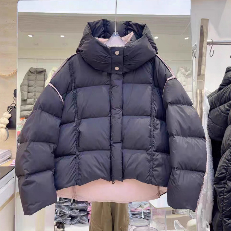 泡芙短款羽绒服女2025年冬季新款连帽面包服宽松巨好看的厚外套爆|undefined