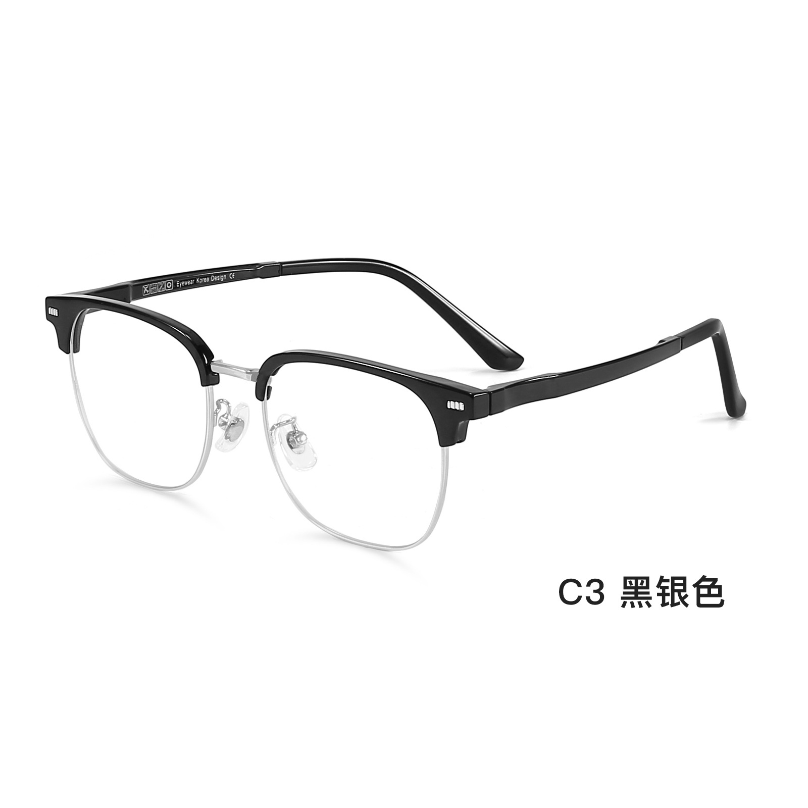 Monturas de gafas informales para negocios al por mayor, monturas de gafas grises transparentes y ligeras, monturas retro con frente curvo, monturas de gafas modernas para hombre.