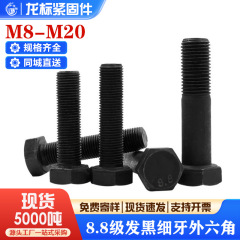 8.8級黒色細目六角ネジ、細目六角ボルト、細目ネジM8M10M12M14M16M20