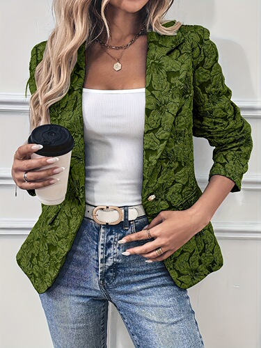 Women's Retro Floral Print Short Jacket Slim Fit Long