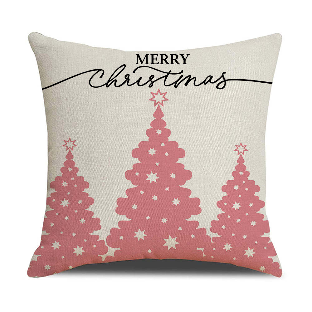 New Pink Cartoon Christmas Linen Pillow Cover Sofa Cushion Household Products Pillow Cover_voghion.com