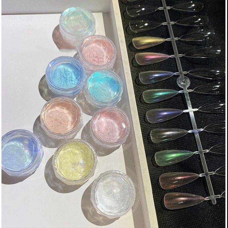 Japanese 9-color nail pearl powder aurora powder fairy magic mirror powder decorations through color nail shop special ice muscle powder Japanese 9-color nail pearl powder aurora powder fairy magic mirror powder decorations through color nail shop special ice muscle powder