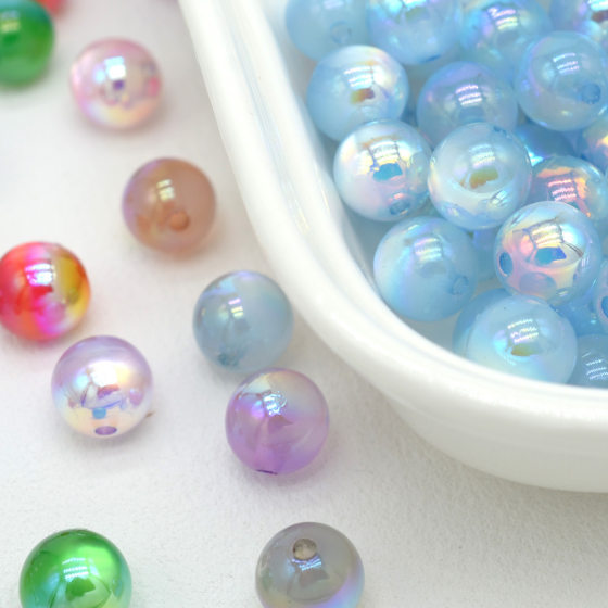 Highlight UV Electroplated Jelly Imitation Cat's Eye Resin Round Beads Beaded Beads Handmade Diy Handstring Mobile Phone Chain Accessories