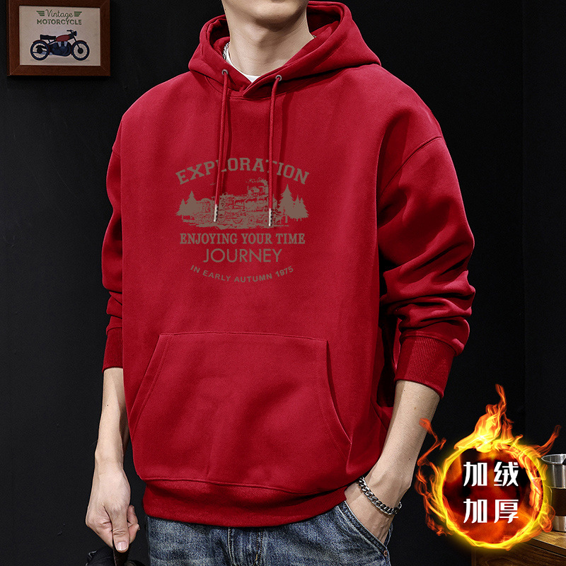 Invierno chaqueta de hombre con capuzas invierno más veludo engrosado marca de tendencia de otoño pesado nuevo otoño invierno ropa de hombre primavera y otoño