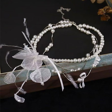 Collana lunga di perle stile francese elegante design nicchia_voghion.com