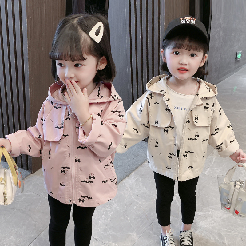 女童连帽外套2021年新款春季儿童洋气韩版时髦春装小童风衣女宝宝