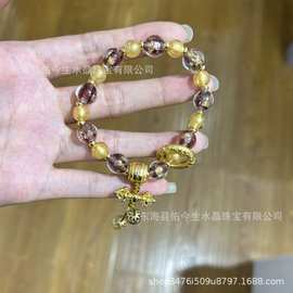 批发金色紫色金箔琉璃金刚杵跑环手串新中式复古饰品单圈手链直播