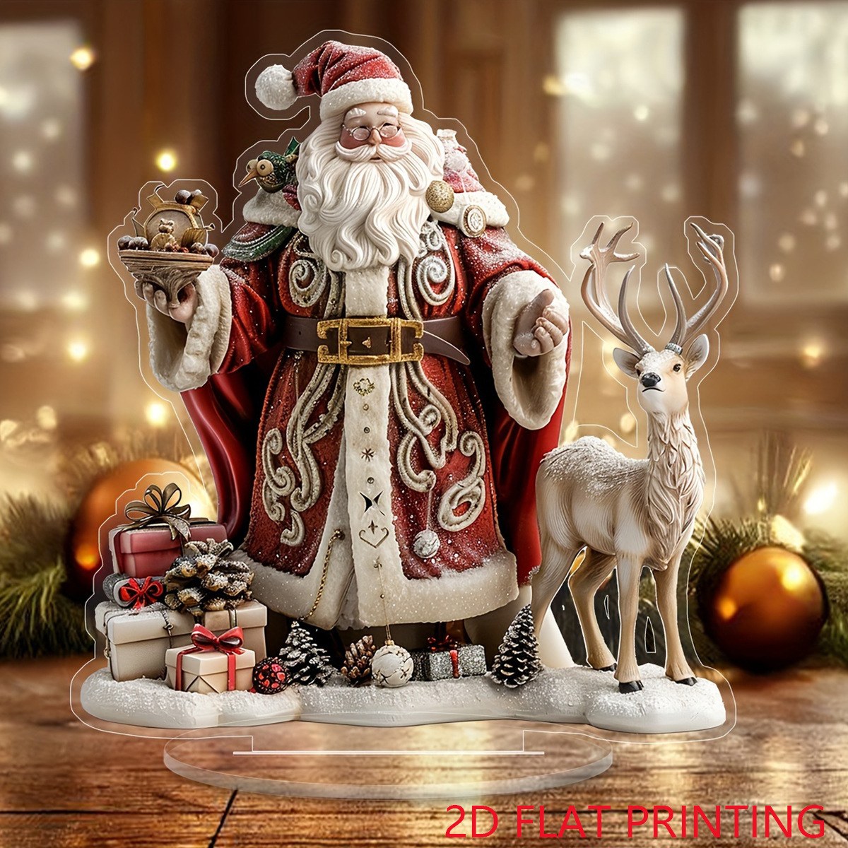 Bohemia Nieve Santa Renos Mesa Acrílico Logotipo Crear Navidad Decoración de Navidad