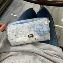 小红书同款蕾丝kt猫碎花笔袋ins高颜值可爱学生大容量文具收纳包