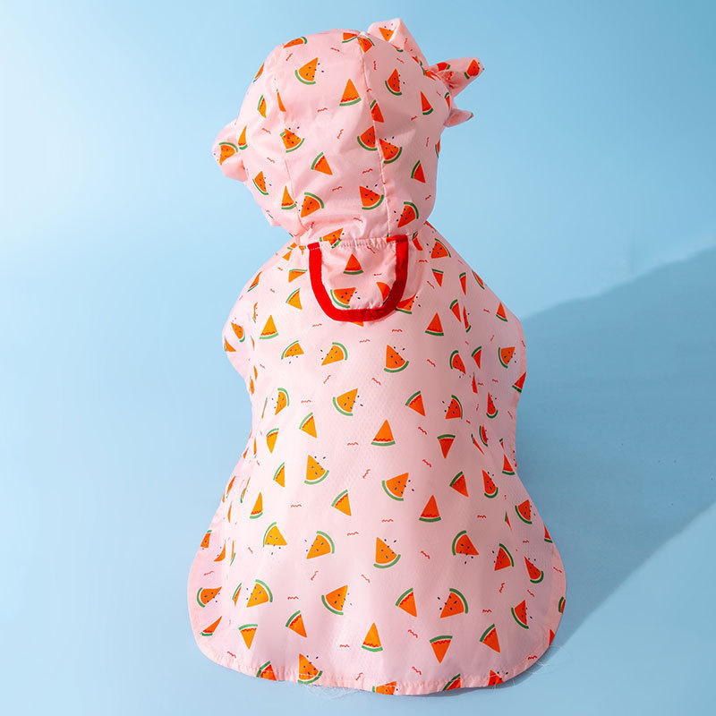 Perro lindo impreso poncho con capucha perro pequeño Teddy día lluvioso mascota de dos patas capa de tracción impermeable