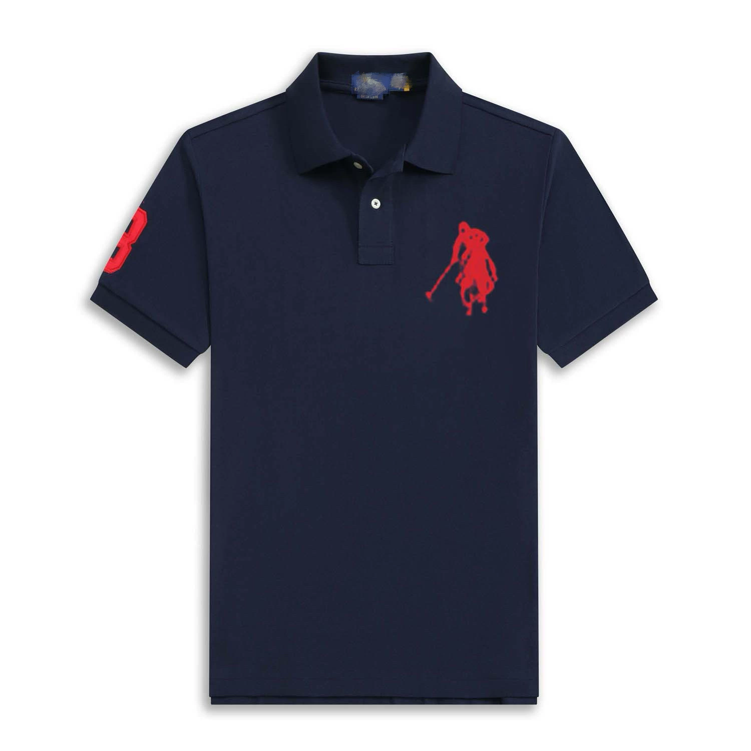 Летний классический цветной хлопковый polo с высоким воротником, оверсайз, с вышивкой