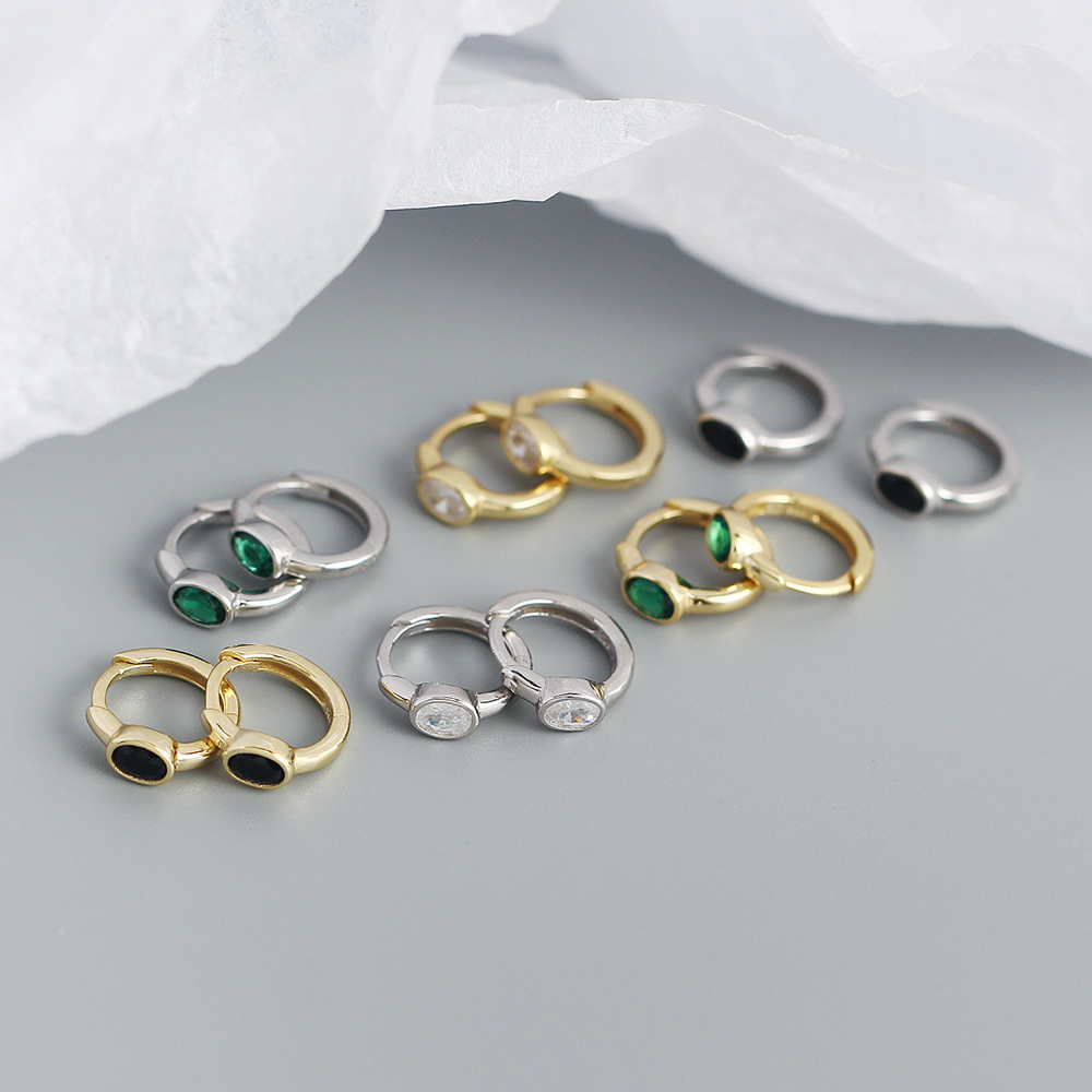 18K Real Gold Plated, Platinum Plated Plating Material Zircon Inlay Material 1 Pair 925 Sterling Silver Zircon Geometric Earrings