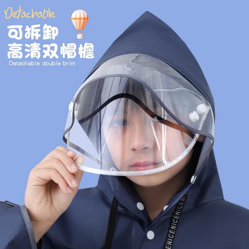 小中学生自転車豪雨子供レインコートレインコートはカバンに乗って学校に行きます。|undefined