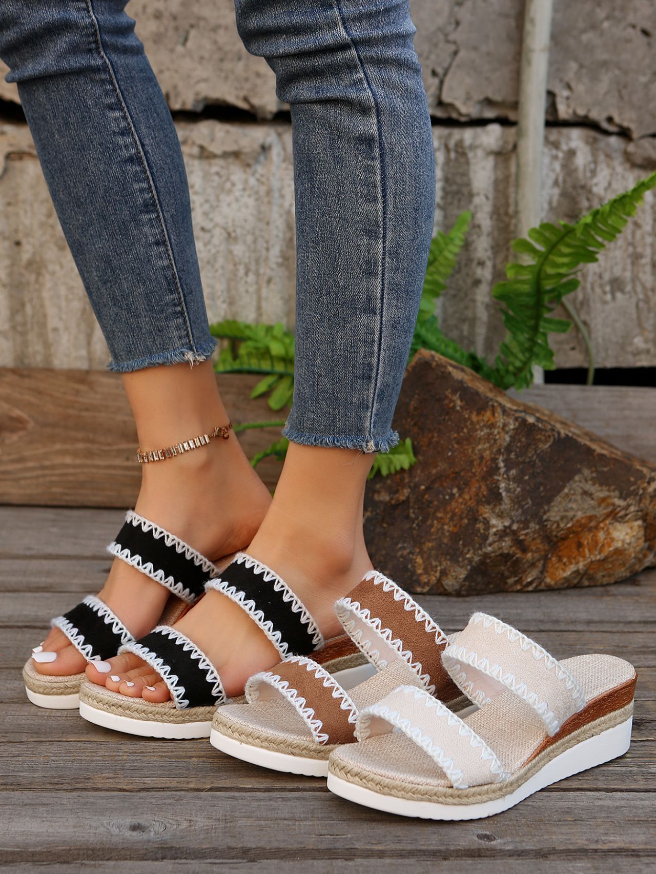 Women's Roman Style Color Block Solid Color Round Toe Wedge Sandals display picture 6