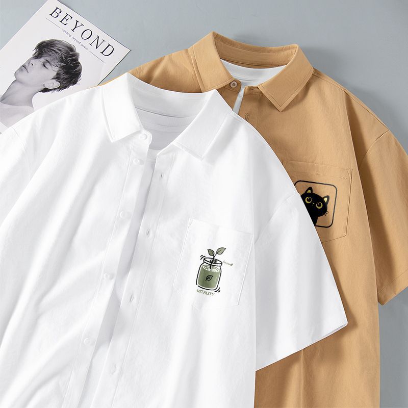 Japanese retro silk thin trend shirt