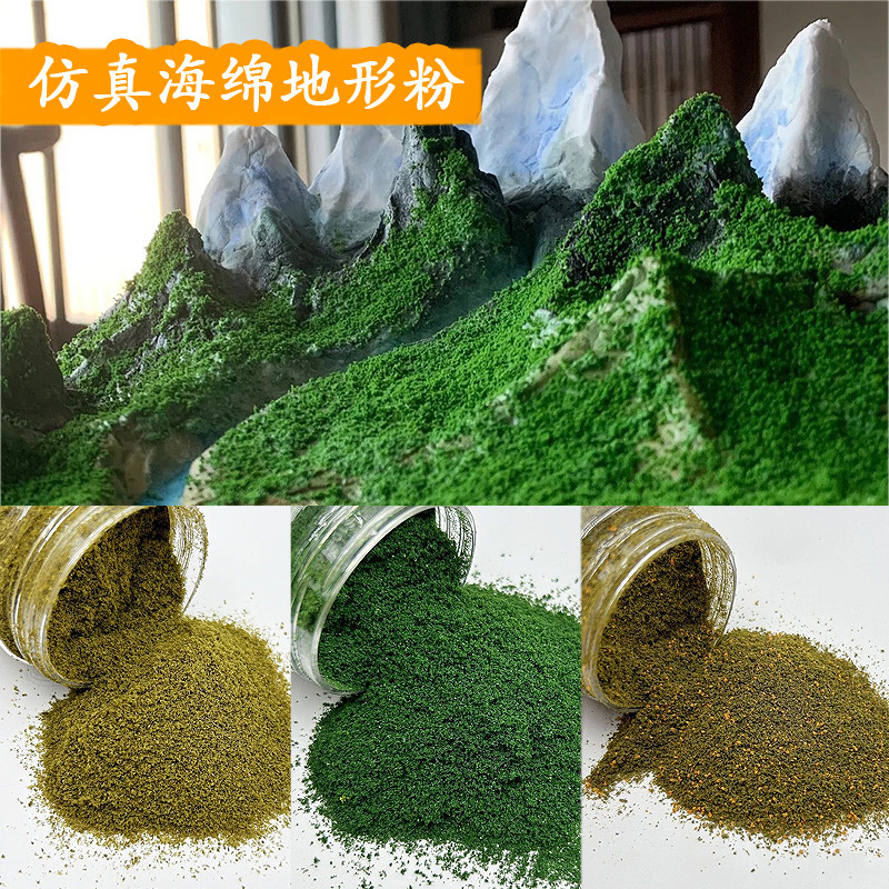 Miniature scene with extremely detailed terrain and powder sand for DIY landscape greening, railway train model platforms, and soldier miniatures