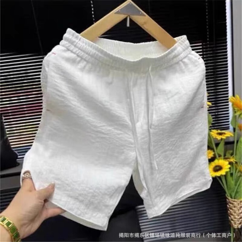 Summer Lightweight Linen Men's Shorts, Fashionable and Trendy, Simple and Versatile, Loose and Breathable, Suitable for Outdoor Wear and Beachwear