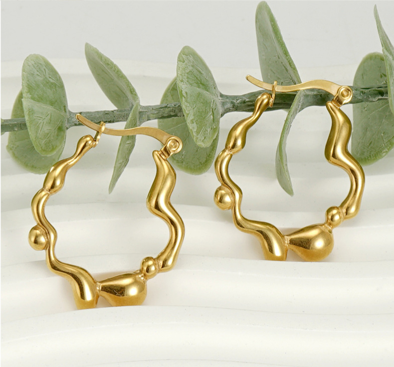Daily Occasion 304 Stainless Steel Material 1 Pair Fashion Geometric Irregular 304 Stainless Steel Titanium Steel 18K Gold Plated Stainless Steel Earrings