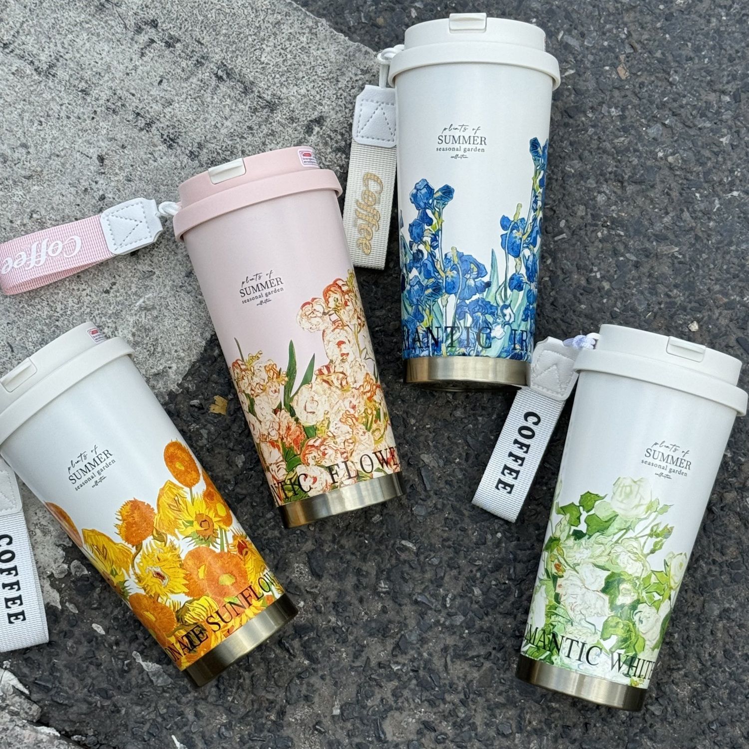 Nueva orquídea de campana 316 taza de alumno de alto valor ins taza de paja con cuerda taza de café de jardín de verano