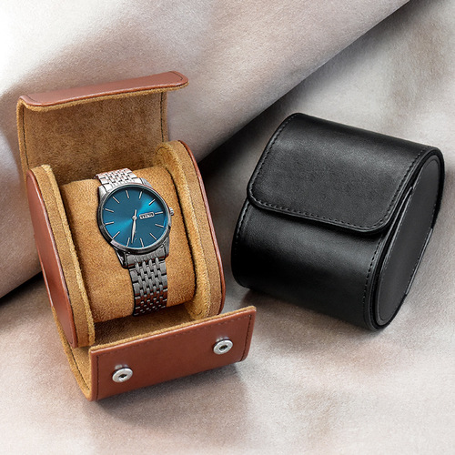 Leather Watch Storage Box, Household Dustproof, Sewn PU Retro Portable High-End Watch Protection Display Box, Wholesale