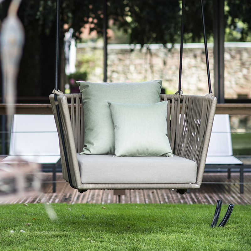 Swing al aire libre patio al aire libre balcón impermeable muebles de ocio cuerdas de cabina colgantes de caña sillas de caña image 4