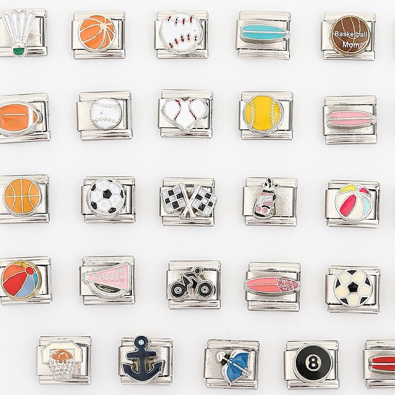 Stainless Steel Italian Module Bracelet Ball Sports DIY Elastic Bracelet Italian Charms