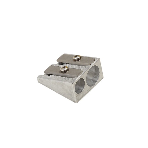 Metal double-hole pencil sharpener, large-hole eyebrow pencil sharpener, alloy pencil sharpener, silver bevel single-hole pencil sharpener