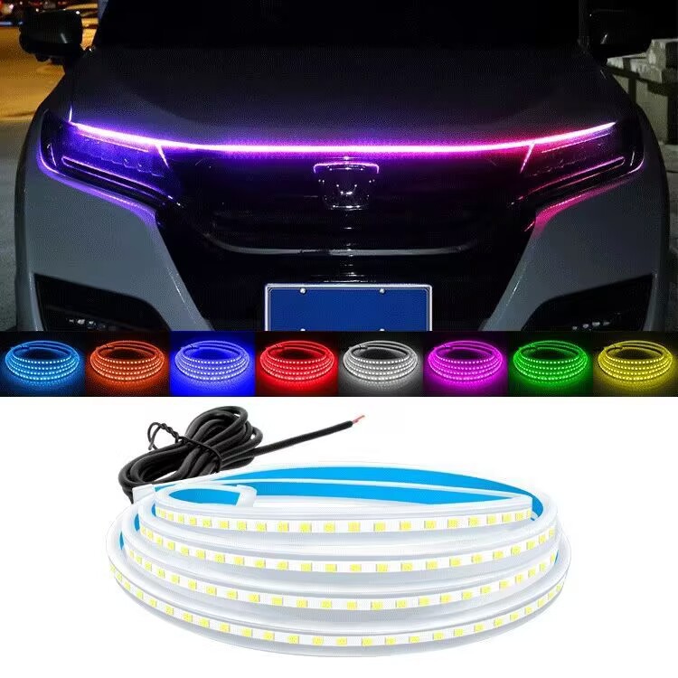 Start scanning through type daytime running light bar machine head cover led car super bright light guide bar streamer machine cover atmosphere light