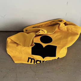 ≒日韩大容量字母厚帆布包购物袋手提单肩包港风女包黄色粉色印花