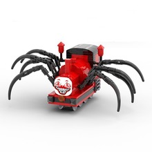 爆款现货Moc儿童积木红色小火车查尔斯小火车兼容乐高小颗粒玩具