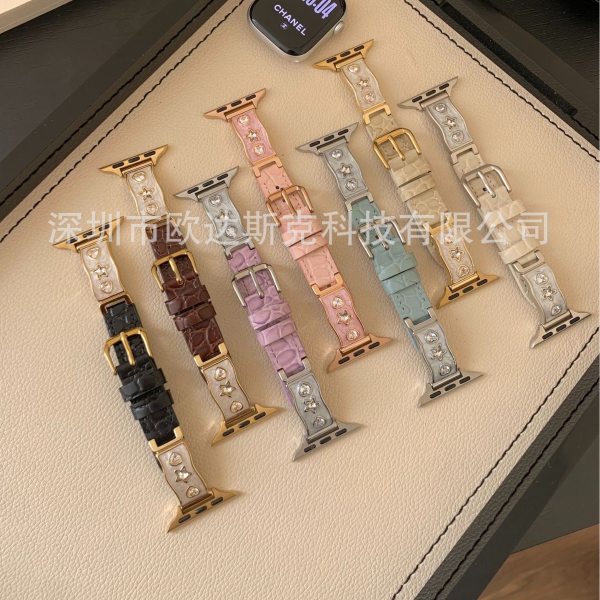Suitable for Apple Heart Star Oil-Drop Genuine Leather Watch Band Apple Watchs 11/10/9/8/Se/7/6/5/43