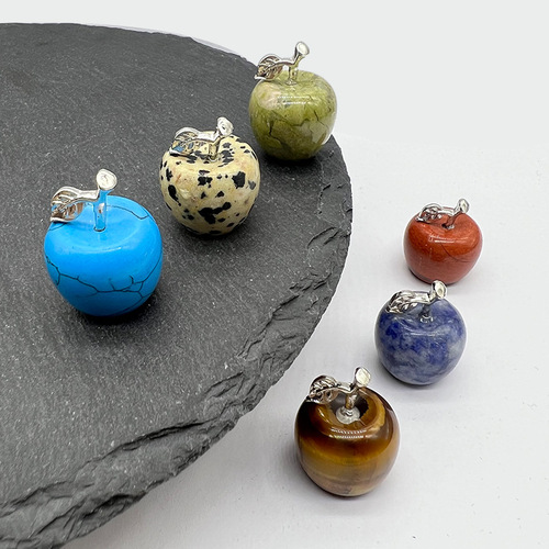 Cross-border best-selling natural crystal agate jade small apple ornament multi-colored peace Christmas gift