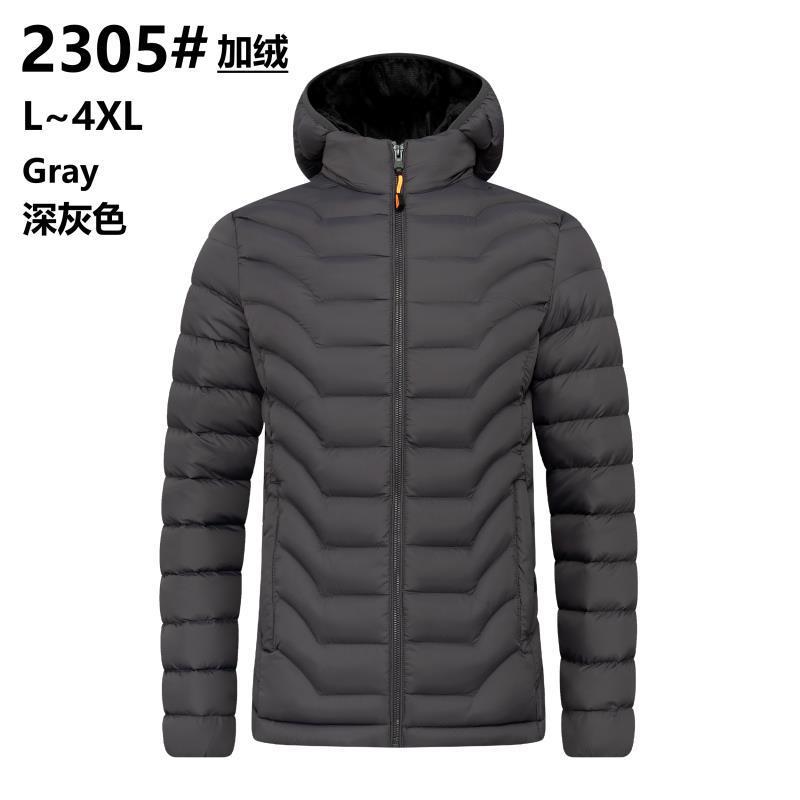 Abrigo de algodón acolchado de los hombres de otoño e invierno costilla abajo de algodón acolchado abrigo encapuchado engrosado moda casual suelta algodón acolchado abrigo de comercio exterior al por mayor