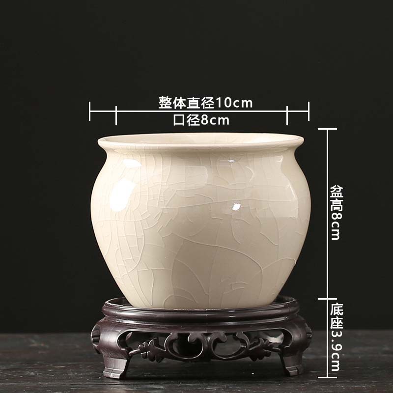 哥窑开片陶瓷花盆创意小叶紫檀文竹吊兰兰花盆景盆桌面小多肉花盆|undefined