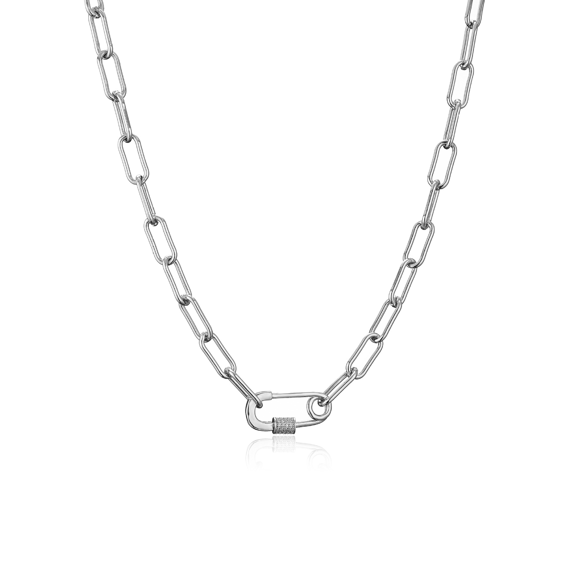 fashion micro-inlaid zircon pin chain stainless steel necklace bracelet wholesale Nihaojewelry