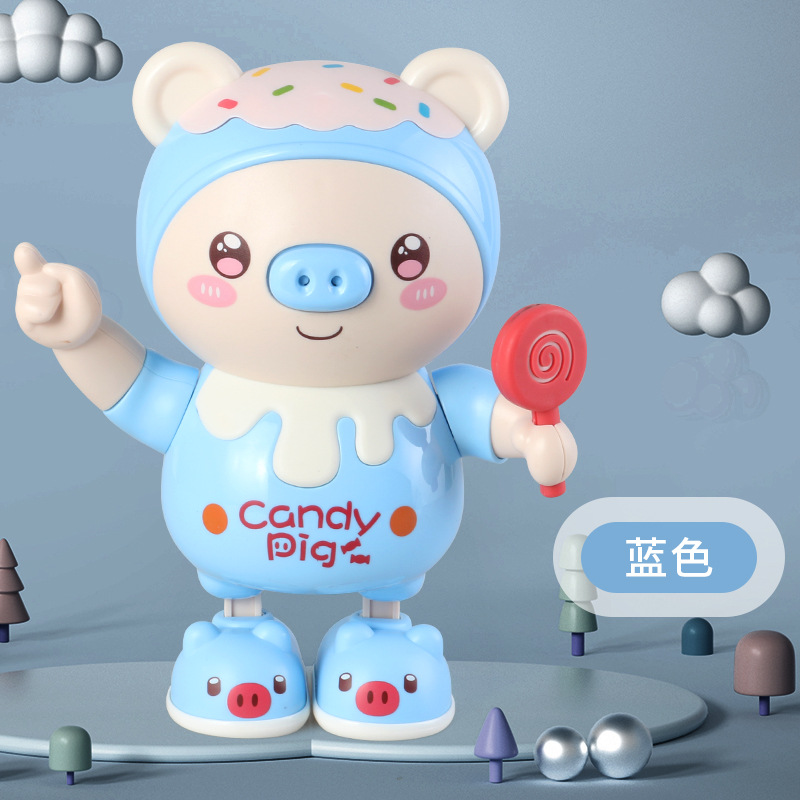 Entrega de una pieza baile eléctrico pequeño cerdo lindo muñeca de juguete música ligera swing cerdo puesto de mercado nocturno al por mayor