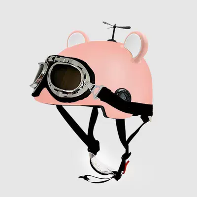 Certified Electric Vehicle and Electric Scooter: Motosiklet kaskı (dəbilqə) - 3c-pink-sunscreen-glasses-pink-and-white-bear-ears-free-black-windmill