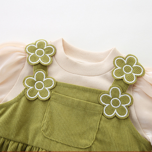idea infant and child autumn casual dress suspender two-piece suit princess fashionable baby girl autumn 3025