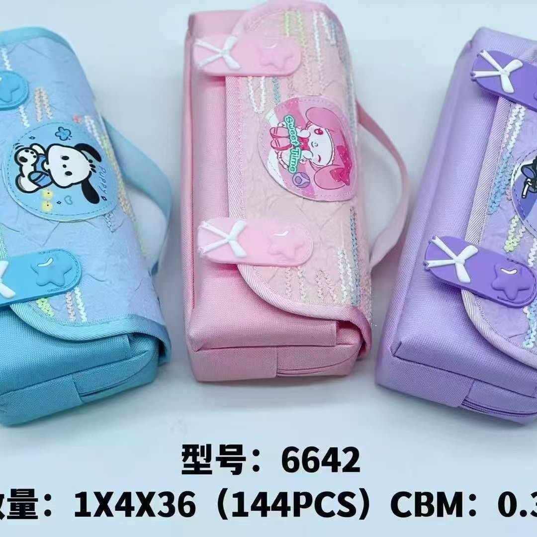 Bolsa de lápices al por mayor Bolsa de lápices de doble capa de gran capacidad simple de dibujos animados Bolsa de papelería de moda de tela Oxford Bolsa de almacenamiento de lápiz lindo