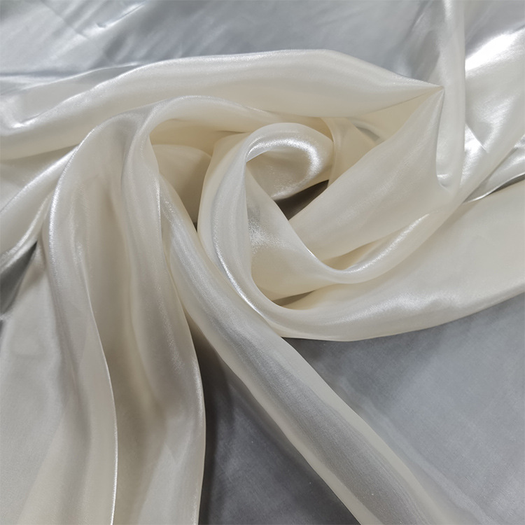 现货小清风欧根纱布料 阔挺薄纱亮面锻春夏汉服休闲连衣裙面料