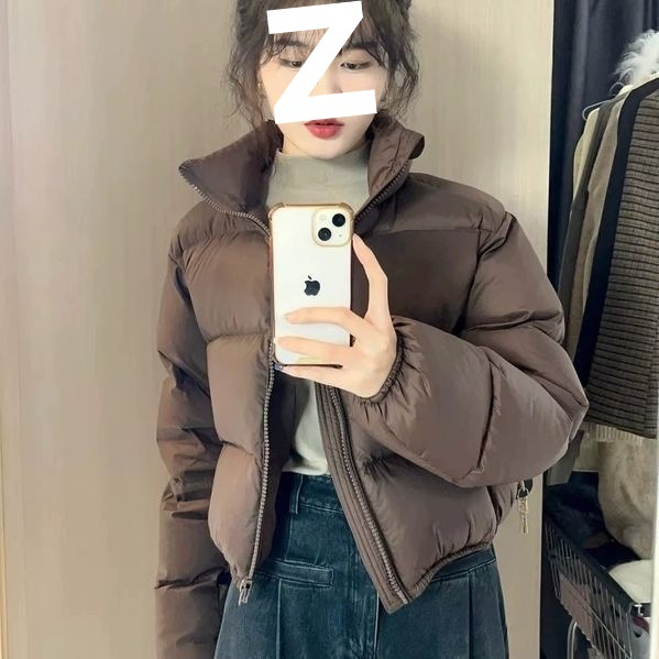 Women's Short High Waist Puffer Jacket Thickened Down Coat_voghion.com