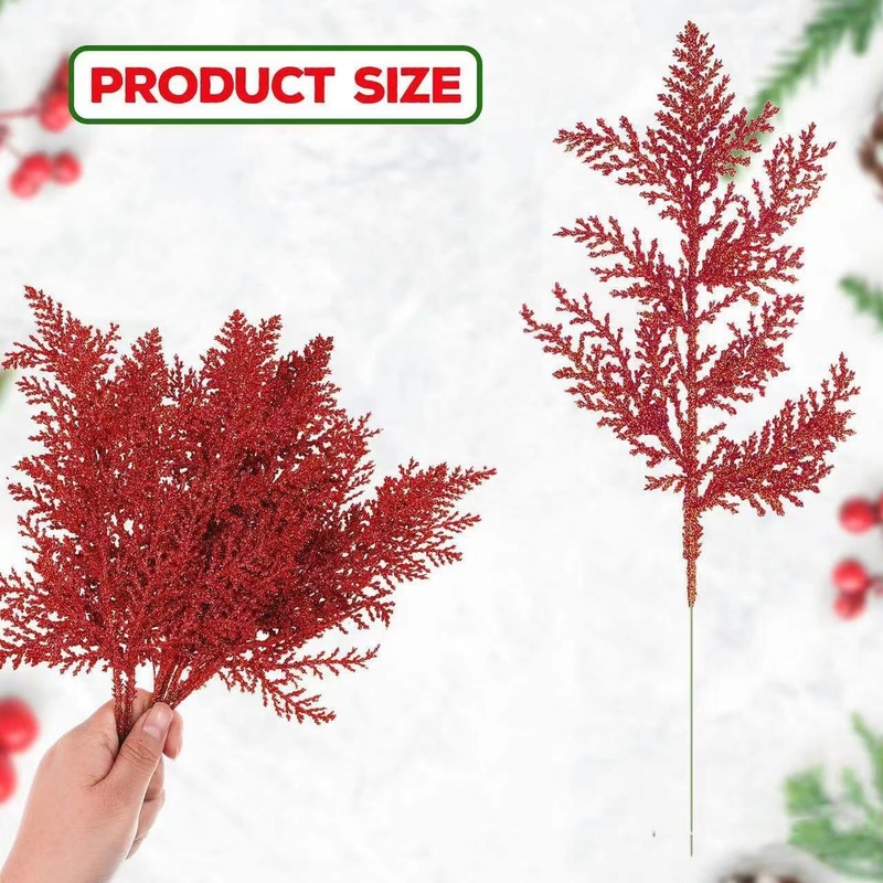 クロスボーダー人工松針枝フラッシュ葉クリスマス花卉DIYホームガーデン装飾花輪配置27CM|undefined