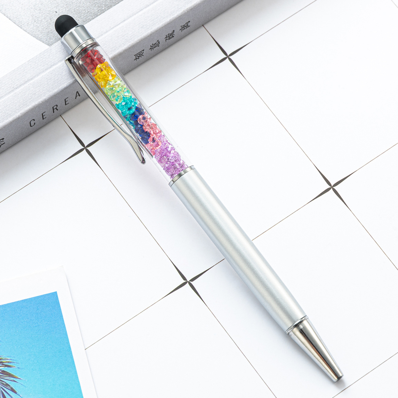 Corea del Sur creativo nuevo arco iris negro lápiz táctil lápiz táctil con pantalla de capacitancia para teléfonos móviles escritos a mano en stock